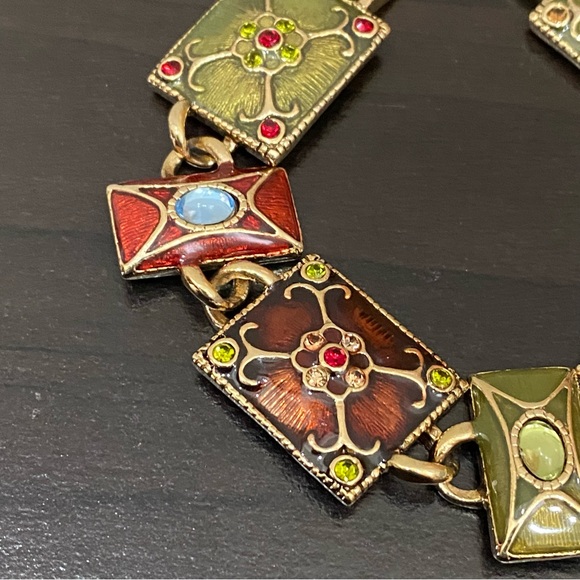 Vintage LIZ CLAIBORNE Enameled Link Bracelet - Picture 5 of 12